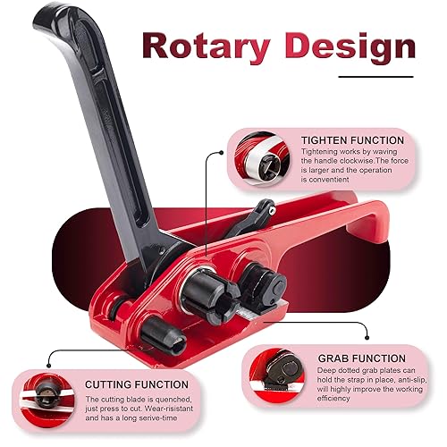 Heavy Duty Packaging Banding Strapping Kit - Upgraded Strapping Tensioner Tool Set with 3/4' x 330' Polypropylene Composite Banding Coil,100 Metal Buckles，2500 lbs Break Strength - Poueer