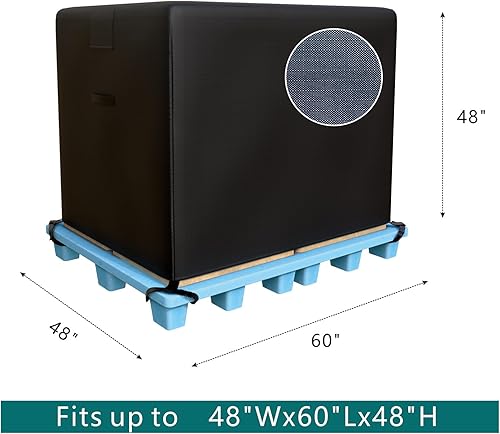 Waterproof Pallet Cover, 420D Heavy-Duty Zipper Pallet Cover to fit Pallets Up to 60' x 48' x 48' Waterproof, Stain-Resistant, Dustproof - Poueer