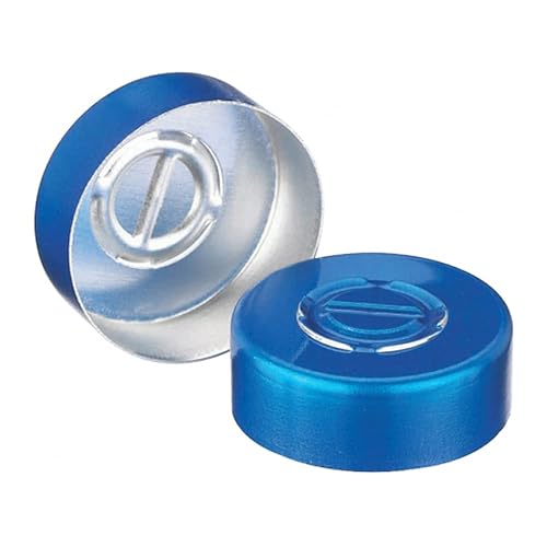 Wheaton 224193-05 Blue Aluminum Tear-Off Unlined Seal, 20mm OD (Case of 1000) - Poueer