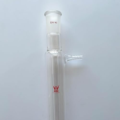 Liebig Condenser, Borosilicate Glass Liebig Condenser with 24/40 Joints, 400mm Jacket Length & 10mm Glass Hose Connection, Lab Glassware - Poueer