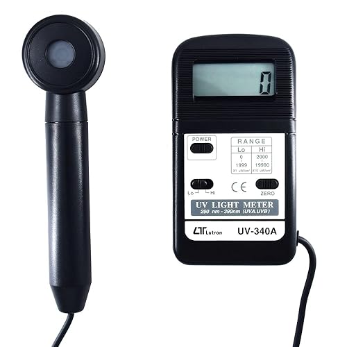 Lutron UV-340AUV Light Meter Alongwith Factory Calibration Certificate (Range:Low Range: 1999 uW/cm^2|High Range: 19990 uW/cm^2) for Stadiums, Theatres, Labs, Clean Rooms, OT Rooms - Poueer