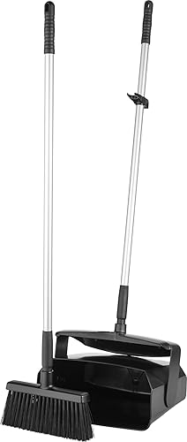 Remco - A Vikan Company 62509 Lobby Dustpan with Broom, Polypropylene/Polyester/Aluminum, 7' X 14' Bin, 37' Handle, Black - Poueer