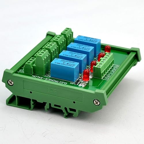 Electronics-Salon DIN Rail Mount 4 DPDT Signal Relay Interface Module, DC 5V Version. - Poueer