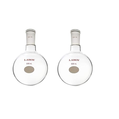Laboy Glass 1000mL Single Neck Round Bottom Boiling Flask Heavy Wall with 24/40 Joint Heating Reaction Receiving Flask Organic Chemistry Lab Glassware - Poueer