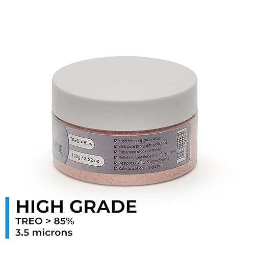 GLASS POLISH PRO 2.2lbs (1kg) Cerium Oxide, High-Grade Glass Polishing Powder, Enhanced Formula, TREO 85%, 3.5 Microns, Brown – GP90010 - Poueer