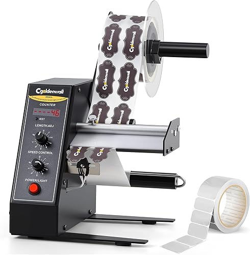 CGOLDENWALL Upgraded Automatic Label Dispenser, Up to 9 Multi-Row Counting, High Precision Auto Sensing, Speed Adjustable, Length 0.12-5.9' Width 0.16-5.5', Sticker Dispenser for Rolls Various Labels - Poueer