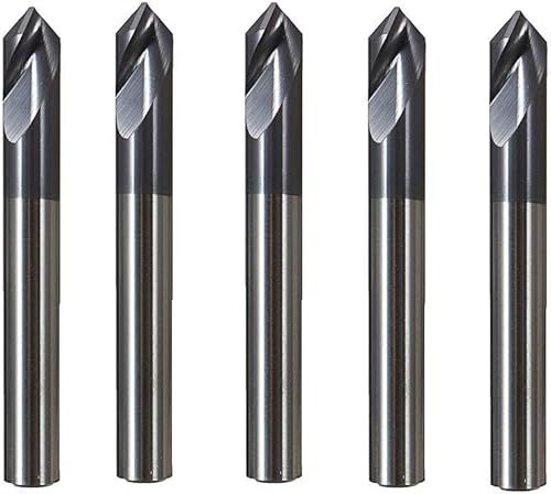 5pcs 6mm 90 Degree Chamfer Mill 2 Flutes HRC45 Carbide End Milling Cutter - Poueer