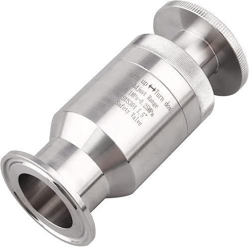 DERNORD Sanitary Adjustable Pressure Vacuum Relief Valve Safety Valve SS304 1.5” Tri-Clamp - Poueer