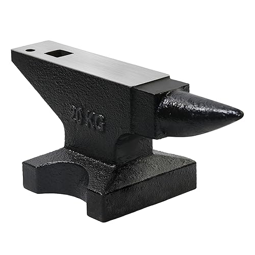 Heavy Duty Cast Steel Anvil with Round/Square Hole Large Countertop 88lb Horn Anvil Blacksmithing Metalsmith Tool Kit Stand Included - Poueer