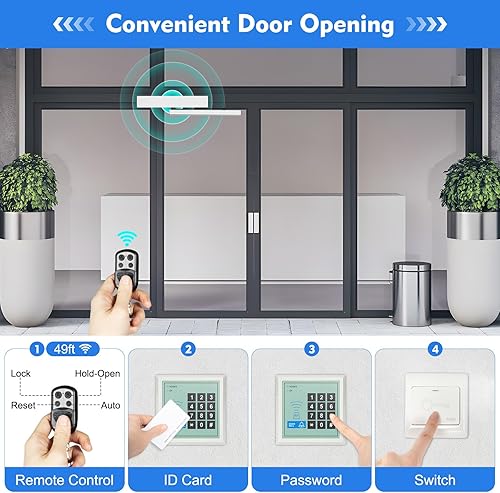 Automatic Swing Door Opener,120° Electric Handicap Door Operator Closer,110-220V Swing Door Closer with 2 Remote Controllers,Manual/Automatic Mode Swing Door Operator for Various Materials Doors - Poueer