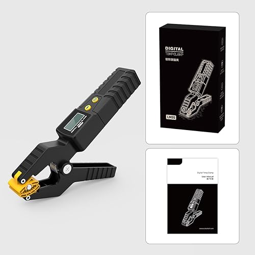 HVAC Digital Thermometer LM55 Digital Temp Clamp HVAC Thermometer High Precision Sensor Real-Time Temp Measurement for Heating&Cooling Systems -50°C~260°C Store 8 Waveform Data, Ajustable Brightness - Poueer