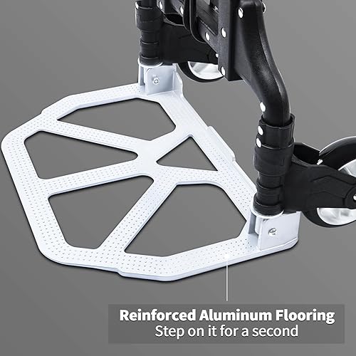 Folding Hand Truck and Dolly,165 lb Capacity Aluminum Portable Cart Foldable 2 Wheel Dolly with Telescoping Handle - Poueer