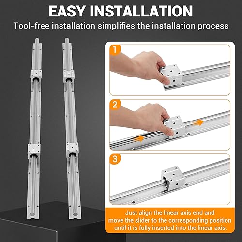 Linear Rail Slide SBR20-1500mm (2 PCS) and 4 PCS 4SBR20UU Bearing Blocks, Linear Bearing CNC Kit for Automated Machines DIY Project and Equipment - Poueer