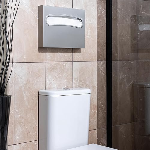 Toilet Seat Cover Dispenser - Enhanced Anti-Fingerprint Coating, HighQuality Stainless Steel, Wall-Mounted for Commercial Bathrooms - Holds 250 Seat Covers - Gold - Poueer