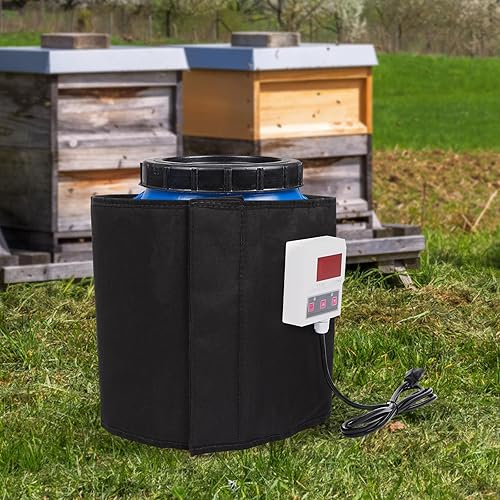 5 Gallon Honey Bucket Heater, 110v 400w Honey Bucket Blanket Pail Heater with Temperature Control 68-230℉, Adjustable Honey Electric Bee Blanket with Fixed Thermostat - Poueer