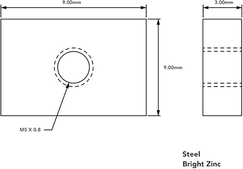 14122, 20 Series M5 x 0.8 Slide in Economy T-Nut Block Steel (250 Pack) - Poueer