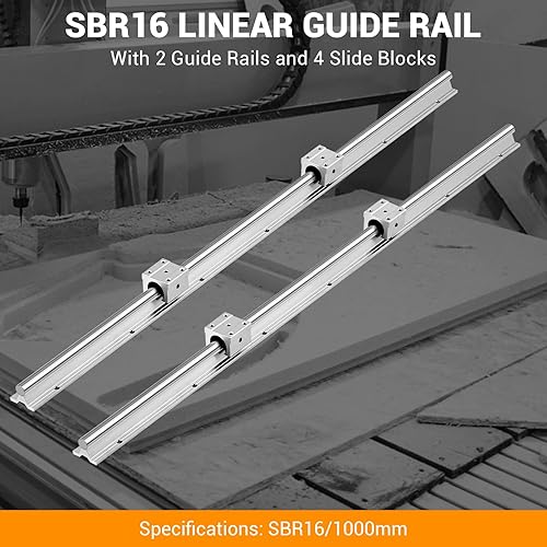 Linear Rail Slide SBR20-1500mm (2 PCS) and 4 PCS 4SBR20UU Bearing Blocks, Linear Bearing CNC Kit for Automated Machines DIY Project and Equipment - Poueer