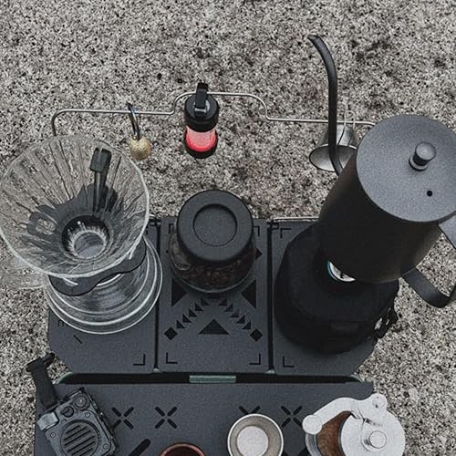 Dpofirs Aluminium Alloy Table Top for Stanley Lunch Box, Folding Modern Portable Coffee Station, Silver, Black, Gray, 8.3' x 5.1' x 1.6' - Poueer