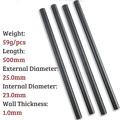 2pcs Carbon Fiber Tube 8x6x500MM 3K Roll Wrapped Twill Matte Finish - Poueer