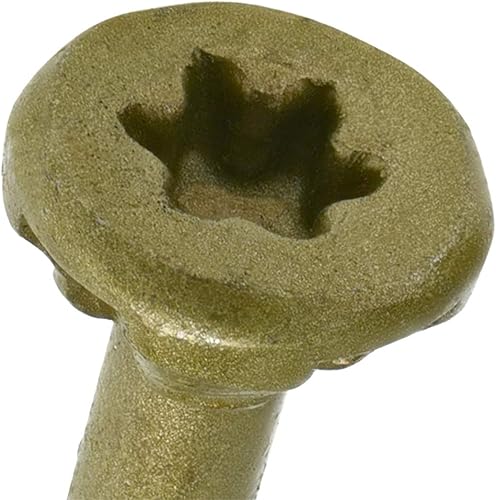 Power Pro 48618 Wood Screws, #10 x 6', Premium Outdoor Deck Screws, Rust Resistant, Epoxy Coated Bronze, 5lb Tub, 177 pcs - Poueer