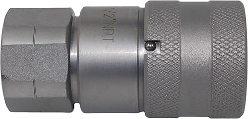 1/2'' NPT Flat Face Hydraulic Quick Connect Coupling Set Skid Steer Loader Quick Disconnect Coupler with Dust Caps ISO12.5 - Poueer