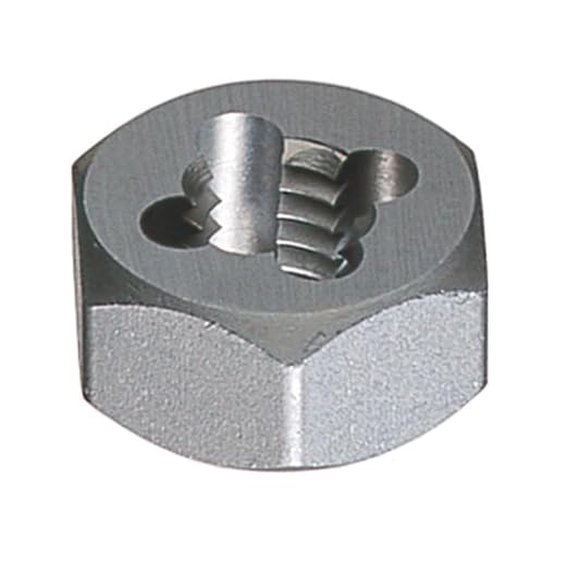16.00mm - 2.00mm Pitch Carbon Steel Hexagon Rethreading Die - Left Hand - 3 Pieces - Poueer