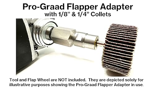 Flapper Adapter 5/8 UNC Thread with 1/8” & 1/4' Collet - Converts Angle Grinders to Rotary Tools - Compatible with 5/8”-11 Threaded Angle Grinders - Poueer