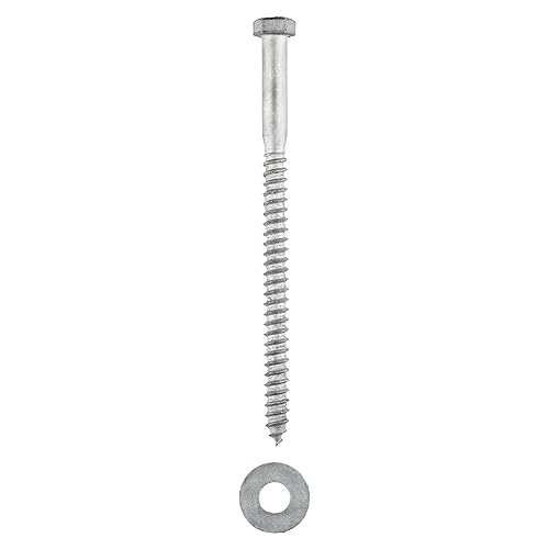 3/8 x 4 (50 Pack) Lag Screw Kit, 50 Screws and 50 washers, Hot Dip Galvanized, Meets ASME B18.2.1 Industrial/Commercial Grade by Makers Bolt - Poueer
