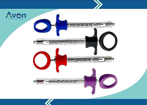 Set of 4 - Dental Anesthetic Syringe 1.8mL Self-Aspirating with Arrow Rod Plunger and Plastic Handle Ring | Premium Lightweight German Stainless Steel Dental Instruments - Poueer