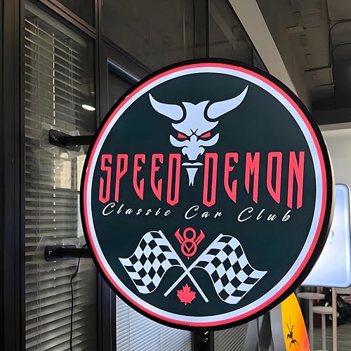 Welaldmire Custom Round Projecting Lightbox Sign, Double Sided Illuminated Store Signs, Circle Outdoor LED Logo Shop Signage for Business Retail Advertising, Cafés, Bars & Restaurants (Optional 10' to 24') - Poueer