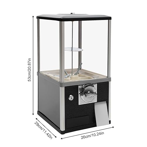 25-Cent Vending Machines for Kids, 20inch Large Gumball Vending Machine Commercial Vending Machine Candy Vending Machine with 1.77-1.97inch Window Capacity, Black - Poueer
