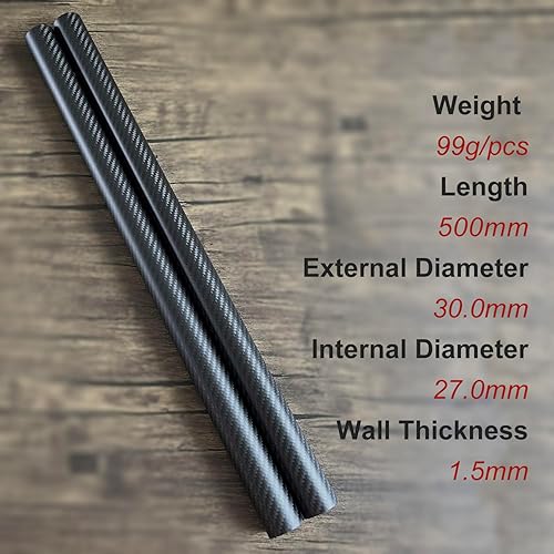 2pcs Carbon Fiber Tube 8x6x500MM 3K Roll Wrapped Twill Matte Finish - Poueer