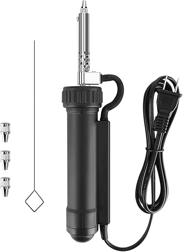 Solder sucker,Automatic Desoldering Pump Vacuum, Electric Solder Tin Sucker, Electric Desoldering Pump Automatic Vacuum Solder Sucker US Plug AC 110V 30W with 3 Soldering Suction Tips - Poueer