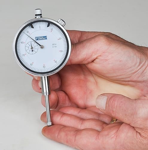 Fowler 52-520-485-0 Dial Indicator with Magnetic Back, 1' Travel, White Dial - Poueer