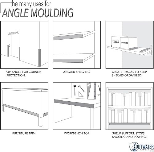 Outwater Industries Extruded Aluminum Angle Alu469-M Mill Finish 1''X 1''X 1/16'' Aluminum Angle Moulding 36 Inch Lengths (Pack of 4) - Poueer