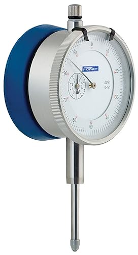 Fowler 52-520-485-0 Dial Indicator with Magnetic Back, 1' Travel, White Dial - Poueer