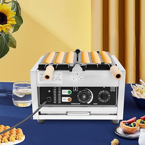 10 Molds Waffle Maker,110V Mini Waffle Maker,Nonstick Waffle Iron with Adjustable Time & Temperature Control for Bakeries, Restaurants (10 Molds Waffle) - Poueer