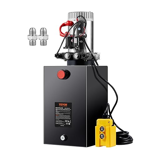 Vevor Hydraulic Power Unit 10 Quart Hydraulic Pump Double Acting Power Unit Dump Trailer for Dump Trailer Car Lifting 3200 PSI (Steel, 10 Quart/Double Acting): Industrial & Scientific - Poueer