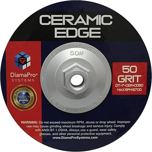 Ceramic Edge Threaded 7 Inch Ceramic Concrete Grinding Cup Wheel Grinding, Preparation, & Removing Coating (30 Grit) - Poueer