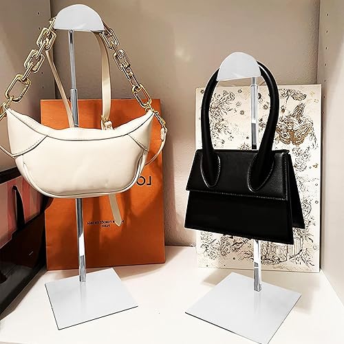 Royxen 3 Pack Handbag Rack Stainless Steel with Adjustable Height, Purse Display Stand, Black - Poueer