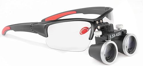 3.5x420 MM Angle Adjustable Binocular Loupes Magnifier Glasses Lab Magnification loupes with Black Cloth Case (Blue) - Poueer