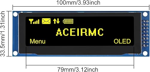 2pcs 3.12 inch OLED Display 256x64 OLED LCD Display SSD1322 Module 16pin Parallel SPI Soldering for Arduino (Green) - Poueer