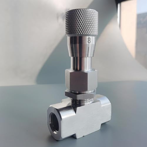 Needle valve 1/2' NPT, 10mm orifice, Micro flow control valve, Accurate dials, stainless steel, Regulating Valve, Instrument Gauge - Poueer