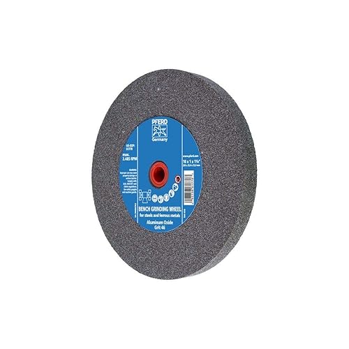 PFERD 61770 Bench Grinding Wheel, Aluminum Oxide, 10' Diameter, 1' Thick, 1-1/4' Arbor Hole, 46 Grit, 2485 Maximum RPM - Poueer