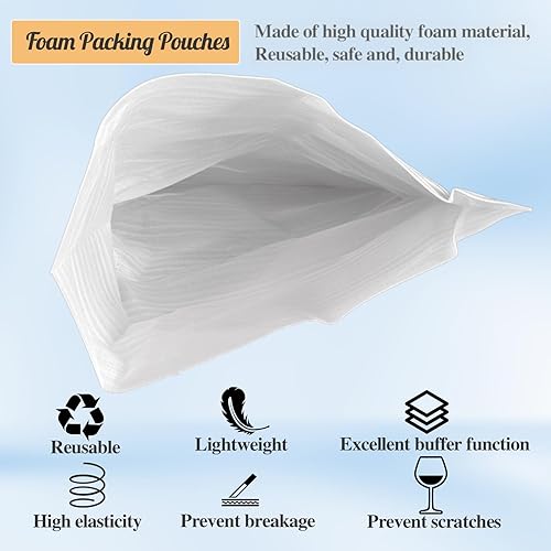 Dish Packing Supplies for Moving,180pack Cushion Foam Pouches for Packing Dishes and 60pack Foam Sheets,A total of 240pcs of Packing Materials for fragile items - Poueer
