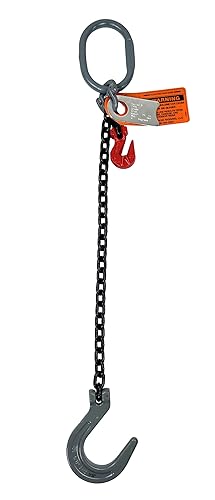 Chain Sling - 3/8' x 5' Single Leg with Foundry Hook and Adjuster - Grade 80 - Poueer