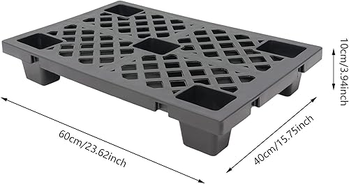 6 Pcs Pallets, Spliceable Lightweight Floor Pallet, Breathable Grid Ventilation Pallet, Interlocking Storage Plastic Pallets, for Garage Warehouse Supermarket Basement (Black) - Poueer