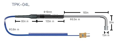 TPK-04L Right Angle Surface Thermocouple Probe, Type K, -58°F ~932°F / -50°C ~ 500°C - Poueer