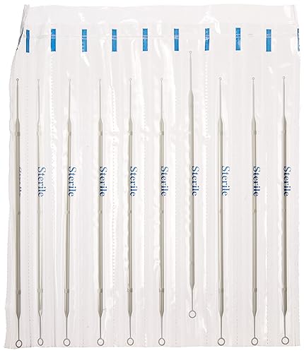 Globe Scientific 2850 Polystyrene Combo Inoculation Loop with Calibration Certificate, 10L and 1L Capacity, Rigid, Sterile, White, Individually Wrapped (Case of 500) - Poueer
