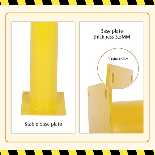 Safety Bollards Post, 36 inch Height 4.5 inch Diameter Steel Bollard Post,Anti-Collision Safety Post, Bollard Post for Parking Lots, Parks and Streets, 6 Packs - Poueer